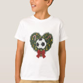 Christmas Wreath with Soccer Ball Tシャツ (正面)