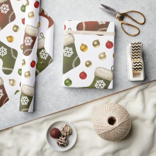 Christmas Wreaths ラッピングペーパー (クラフト)