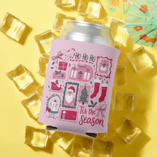 Christmas Xmas Trees Tis The Season Holiday Santa  缶クーラー (インサイチュ 夏)