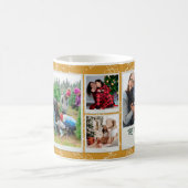 Christmas Yellow Doodles Multi Photo Family Gift コーヒーマグカップ (中央)