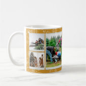 Christmas Yellow Doodles Multi Photo Family Gift コーヒーマグカップ (左)