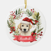 Christmas YellowLabセラミックパーソナライズされたオーナメント セラミックオーナメント (正面)