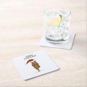 Christmas yoga cat your text スクエアペーパーコースター (インサイチュ)