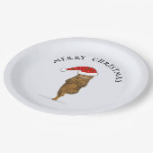 Christmas yoga cat your text ペーパープレート (アングル)