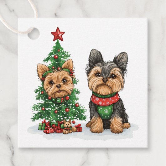 Christmas Yorkie Dogs フェイバータグ (正面)