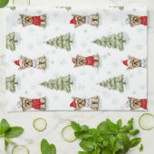 Christmas Yorkies Dog キッチンタオル (折り畳み)