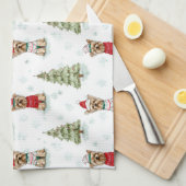 Christmas Yorkies Dog キッチンタオル (四つ折り)