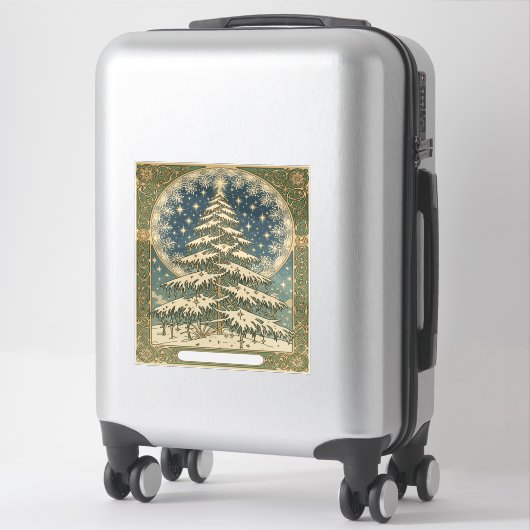 Christmas Yule Tree Snowflakes and Stars Art Nouve シール (スーツケース)
