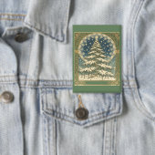 Christmas Yule Tree Snowflakes and Stars Art Nouve 缶バッジ (インサイチュ)