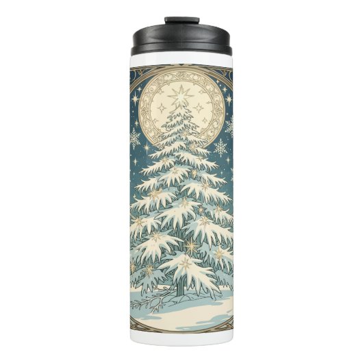 Christmas Yule Tree With Snow And Star-Shaped  タンブラー (正面)