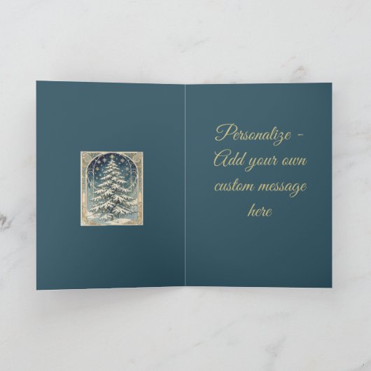 Christmas Yule Tree With Snow Laden Branches シーズンカード (内部)