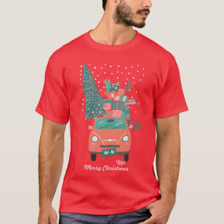Christmasree And Gifts In A Car Ho Ho Ho Happy fri Tシャツ