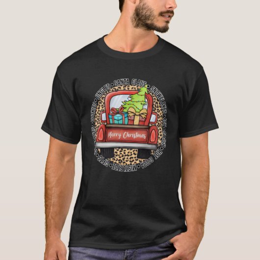 Christmasruck Round With Leopardクリスマスクリスマスfor Tシャツ (正面)