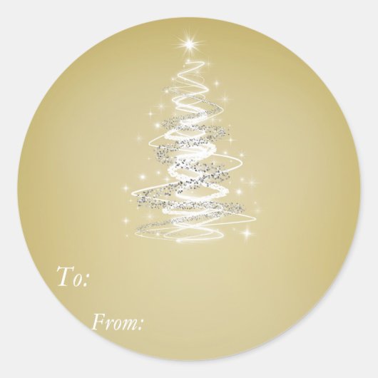 Christmass Tree Golden Sticker – 宛先:, From: ラウンドシール (正面)