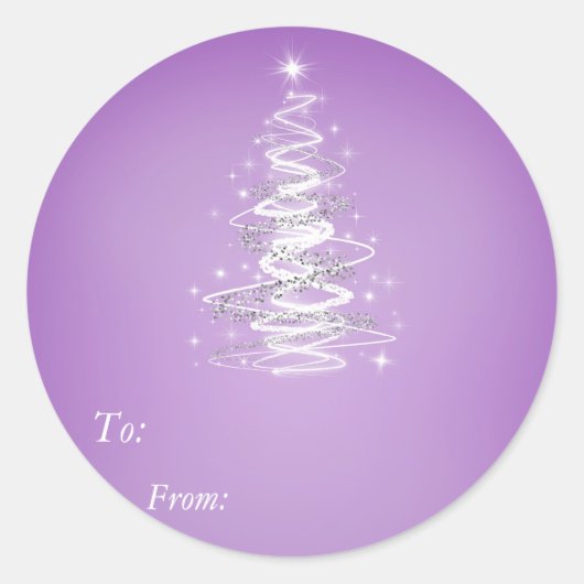 Christmass Tree Purple Sticker – 宛先：, From: ラウンドシール (正面)