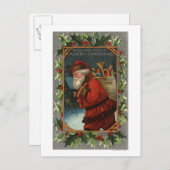 ChristmasSantaのメリーな行進を望みます シーズンポストカード (正面/裏面)