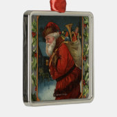ChristmasSantaのメリーな行進を望みます メタルオーナメント (右)