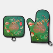 Christmassy Oven Mitt and Pot Holders 鍋つかみ&鍋敷きセット (正面)