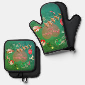 Christmassy Oven Mitt and Pot Holders 鍋つかみ&鍋敷きセット (正面/裏面)