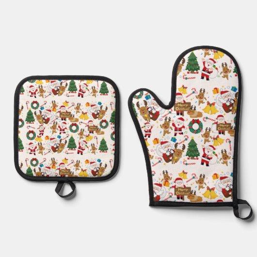 christmast pattern  鍋つかみ&鍋敷きセット (正面)