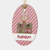 ChristmastimeのトナカイのNoelのギフト セラミックオーナメント (左)