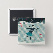 Christmastimeのメリーなスケート選手 缶バッジ (正面&裏面)