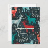 Christmastimeのメリーなトナカイ シーズンポストカード (正面/裏面)