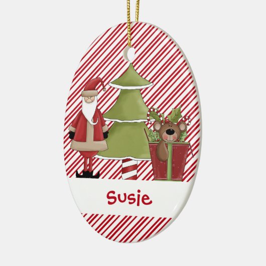 Christmastimeサンタの木のテディー・ベアのギフト セラミックオーナメント (左)