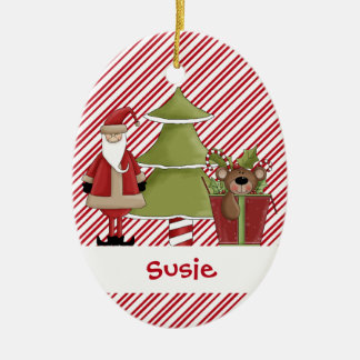 Christmastimeサンタの木のテディー・ベアのギフト セラミックオーナメント