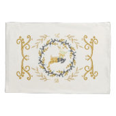 Christmastime Deer with Wreath Yellow Cream 枕カバー (裏面)