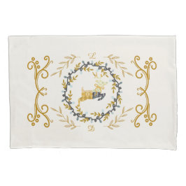 Christmastime Deer with Wreath Yellow Cream 枕カバー