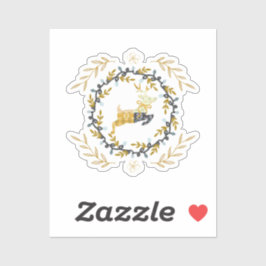 Christmastime Deer with Wreath Yellow Cream Vinyl シール