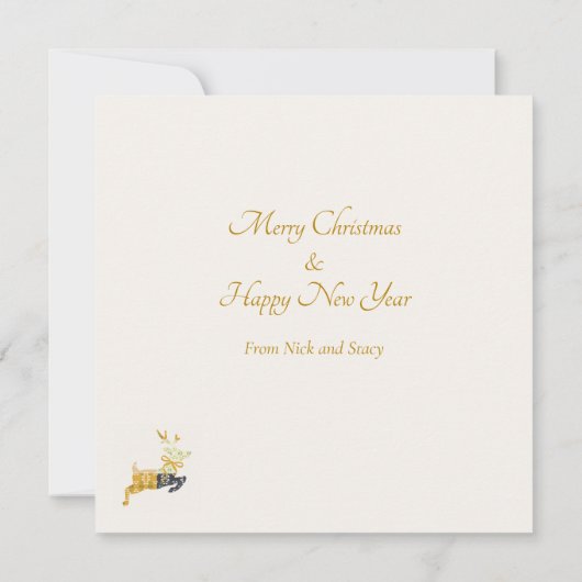 Christmastime Deer Yellow Cream Flat Card (裏面)