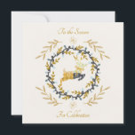 Christmastime Deer Yellow Cream Flat Card<br><div class="desc">Christmastime Deer Yellow Cream Flat Card features a deer with a Forever Endeavor original print encompassed by a wreath with lights. Festive and en-deer-ing. Customizable. Bundle this card with matching items in this collection for your holiday home decor.</div>