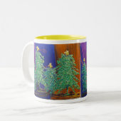 ChristmasTreesの絵画 ツートーンマグカップ (正面左)