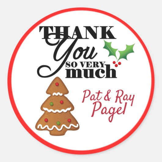 Christmasy Thank You Stickers ラウンドシール (正面)