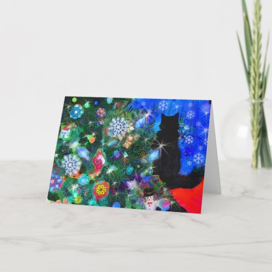Christmsの子猫待っているサンタのカード シーズンカード (正面)