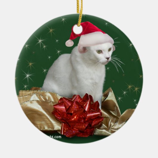 Christms猫の休日のオーナメント セラミックオーナメント (正面)