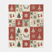 Christms Patchwork Quilt Fleece Blanket フリースブランケット (正面)