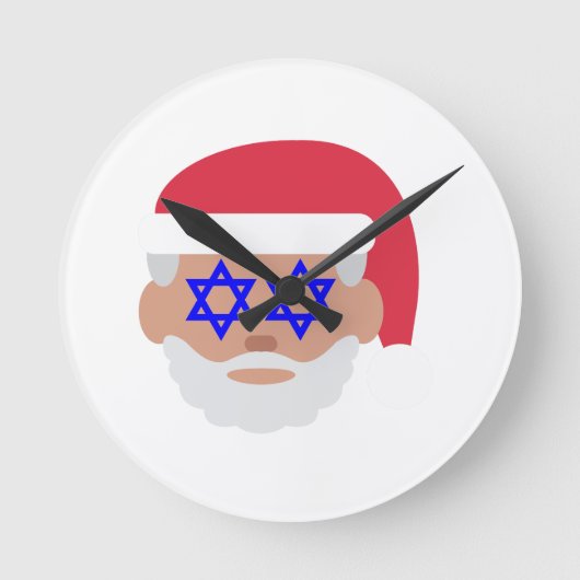 christmukkahサンタクロース絵文字 ラウンド壁時計 (正面)