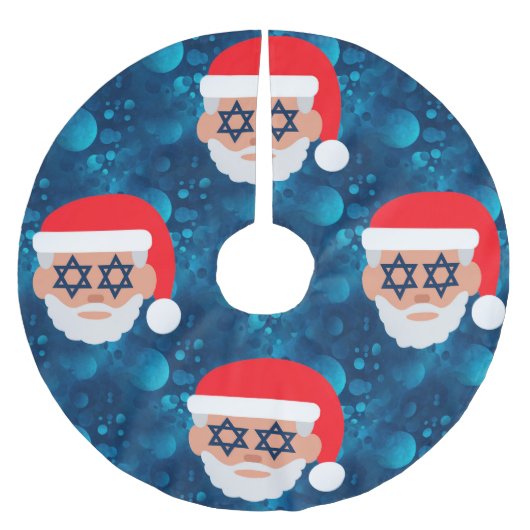 christmukkah santa emoji ブラッシュドポリエステルツリースカート (正面)