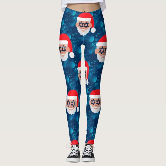 christmukkah santa emoji レギンス (正面)