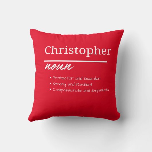 Christopher、男のパーソナライズされた子の定義 クッション (裏面)