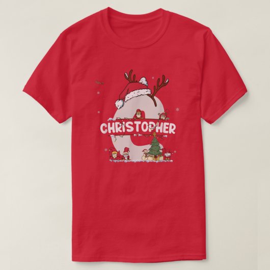 Christopher Christmas tee w Christopher Name for f Tシャツ (デザイン正面)