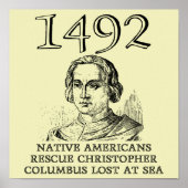 Christopher Columbus Rescued Funny History Poster ポスター (正面)
