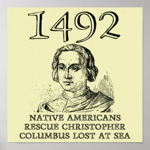 Christopher Columbus Rescued Funny History Poster ポスター