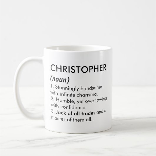 Christopher name, Editable name, Custom name コーヒーマグカップ (左)