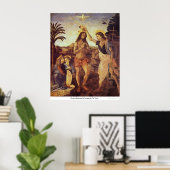 Christs Baptism by Leonardo Da Vinci ポスター (ホームオフィス)