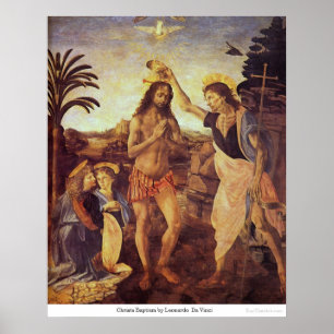 Christs Baptism by Leonardo Da Vinci ポスター
