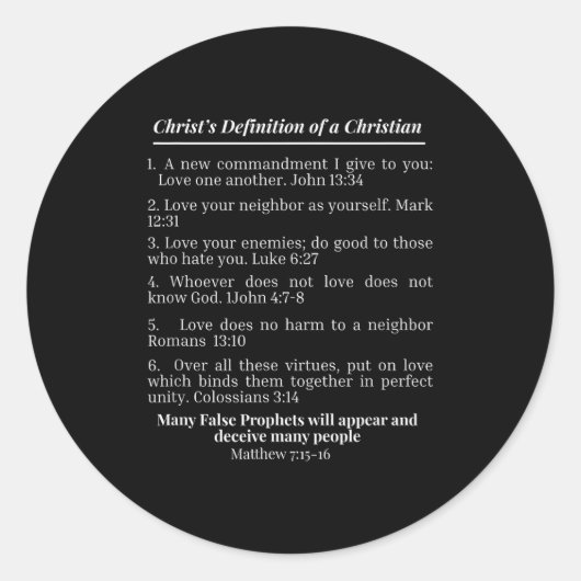 Christ's Definition Of A Christian Bible Verse Eva ラウンドシール (正面)